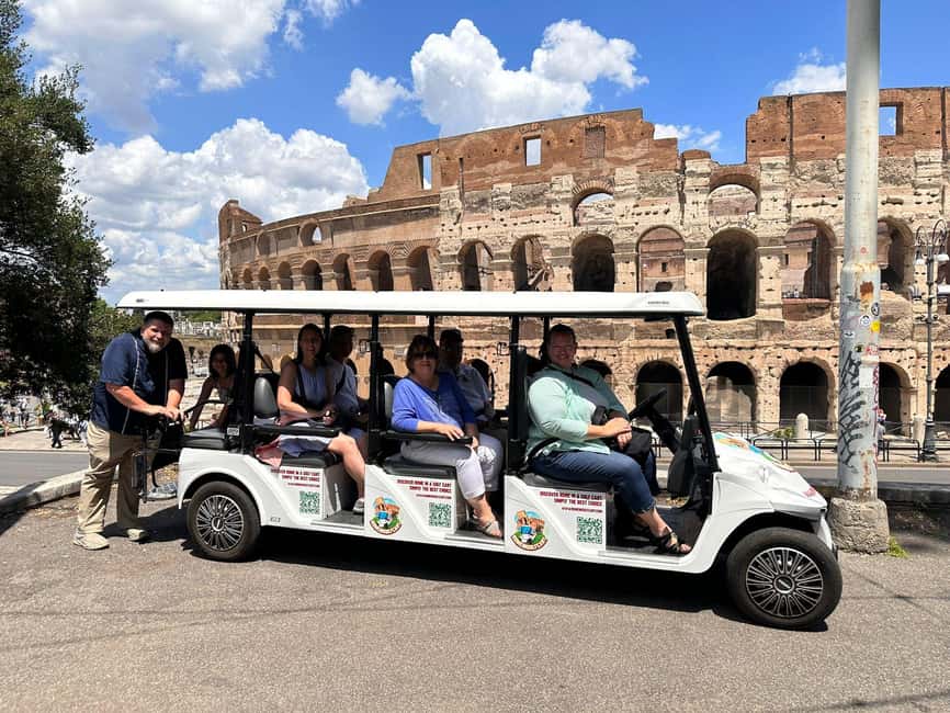 Rome: 4 hours Electric Golf Cart Tour with Custom Itinerary - Piazza Venezia to the Colosseum: photo stop energy, guide-led meaning