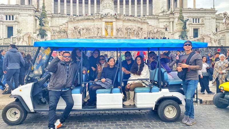 Rome: Private Guided Golf Cart Tour with Gelato or Wine - Colosseum and Trevi Fountain: iconic exteriors, zero-ticket-day pressure
