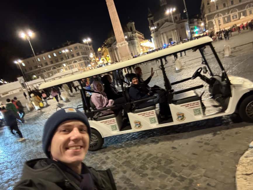 Rome: Private Nighttime Golf Cart Tour with Aperitivo - Trevi Fountain and the Pantheon’s night glow